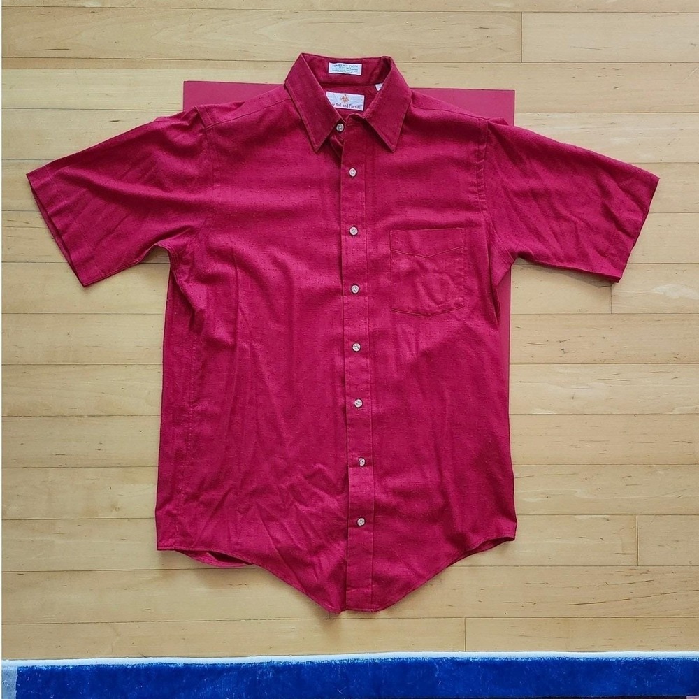 MacNeil and Purnell Red Short Sleeve Shirt USA Luxury Summer Pointed‎ Collar